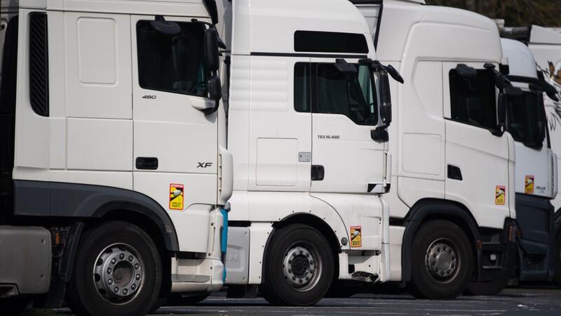 Deutlich mehr Lastwagen und Busse in EU neu auf der Straße Lastwagen auf einer Rastanlage. Im vergangenen Jahr wurden in der EU 346.986 Lastwagen neu zugelassen.