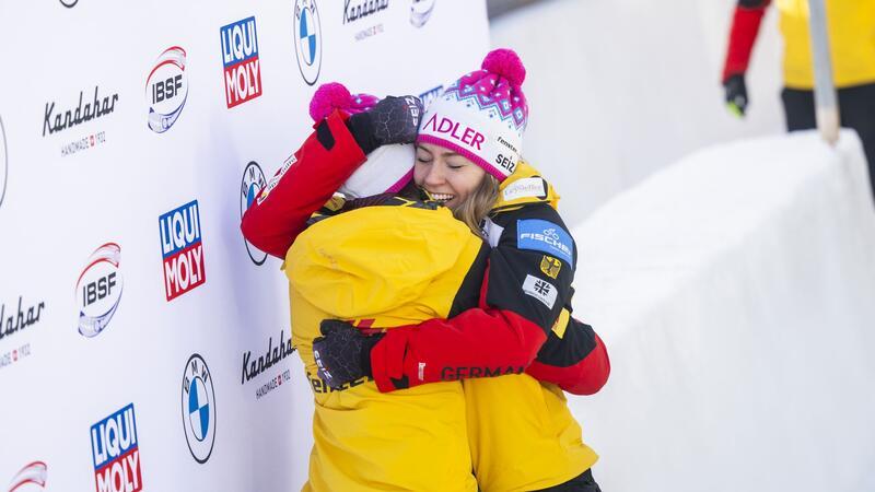Doppelerfolg im Zweierbob: Nolte vor Buckwitz Laura Nolte und Anschieberin Neele Schuten jubeln in St. Moritz.