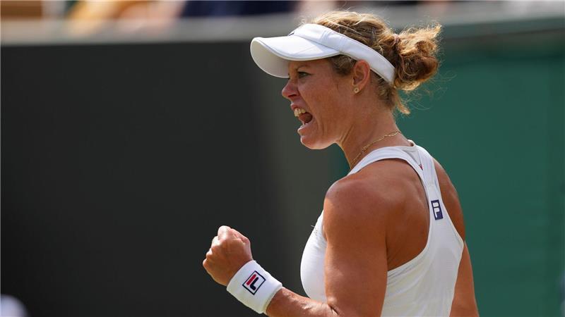 Siegemund setzt Wimbledon-Märchen fort - Topfavoritin wartet Laura Siegemund schreit ihre Freude hinaus.