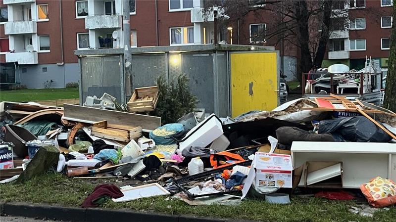 Leider keine Seltenheit: Illegal entsorgter Müll in der Grünendeicher Straße im Altländer Viertel in Stade.