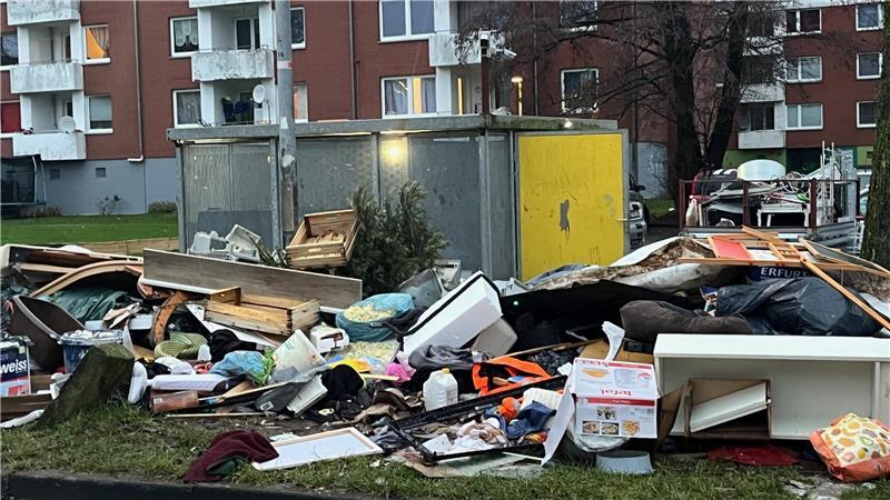 Leider keine Seltenheit: Illegal entsorgter Müll in der Grünendeicher Straße im Altländer Viertel in Stade.