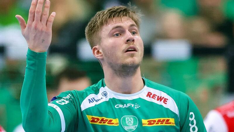 SC DHfK Leipzig bricht in Kiel nach der Pause ein Leipzigs Spieler Franz Semper reagiert.