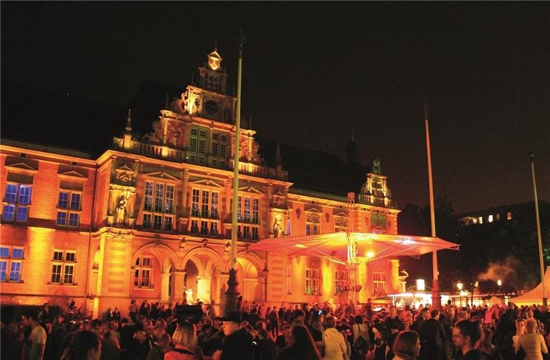 Leuchtender Anziehungspunkt: Im vergangenen Jahr fand die „Nacht der Lichter“ zum ersten Mal auf dem Harburger Rathausplatz statt.