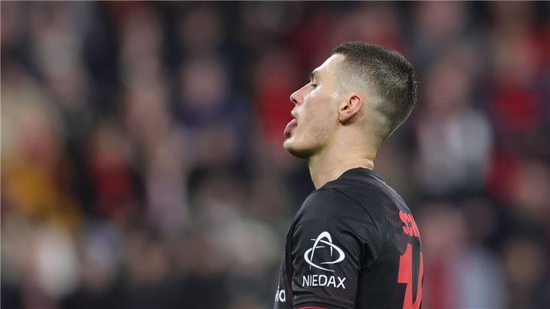 Leverkusens Patrik Schick in der Partie gegen Olympiakos Piräus. 