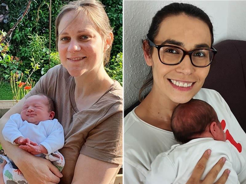 Lisa Prior mit Tochter Mona (links) und Julia Simon mit Mio Constantin.