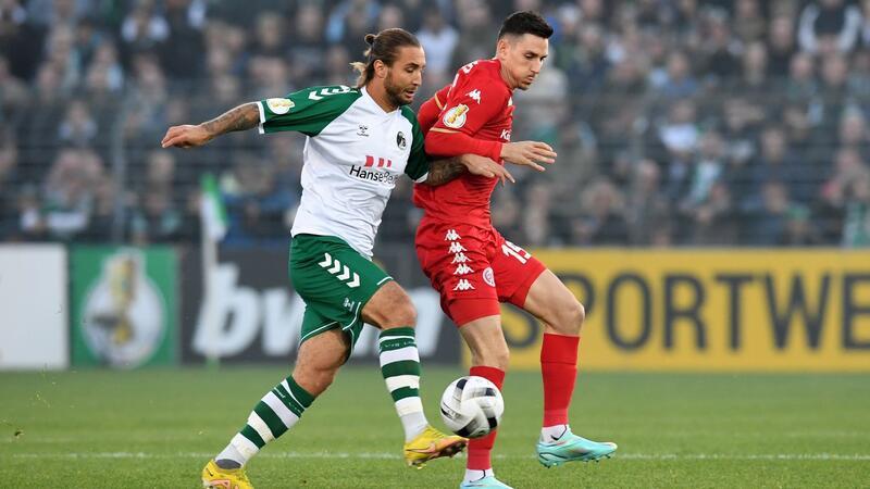 5:3 nach 1:3: Lübeck dreht erstes Heimspiel nach Abstieg Lübecks Felix Drinkuth (l) in Aktion. Drinkuth schoss beim 5:3-Sieg gegen den MSV Duisburg ein Tor für Lübeck.