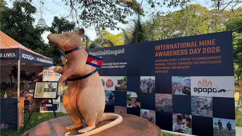 Magawas Denkmal steht im Zentrum der Kleinstadt Siem Reap. 