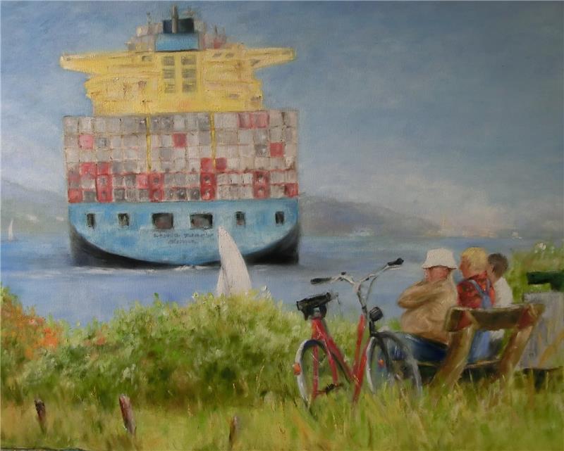 Malkurse sind beliebt – hier das Bild Lüheanleger von Karin Stripp.