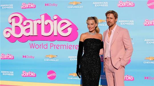 Margot Robbie und Ryan Gosling bei der Premiere von „Barbie“ im Shrine Auditorium in Los Angeles.
