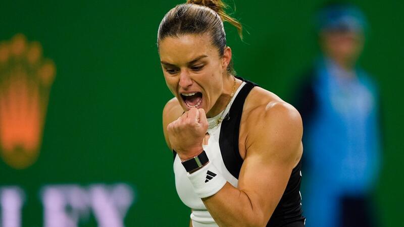 Indian Wells: Swiatek im Finale gegen Sakkari Maria Sakkari feiert ihren Sieg.
