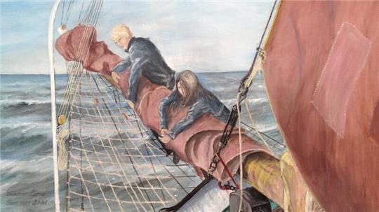 Maritime Kunstwerke sind in der Ausstellung von Joachim Fielitz im Rathaus zu sehen.