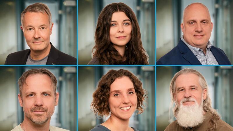 Markus Winter (obere Reihe von links), Marina Faherty, Florian Schild von Spannenberg sowie Christian Heise (untere Reihe von links), Marianne Büttner und Markus Heitkamp engagieren sich für Bündnis 90/Die Grünen.