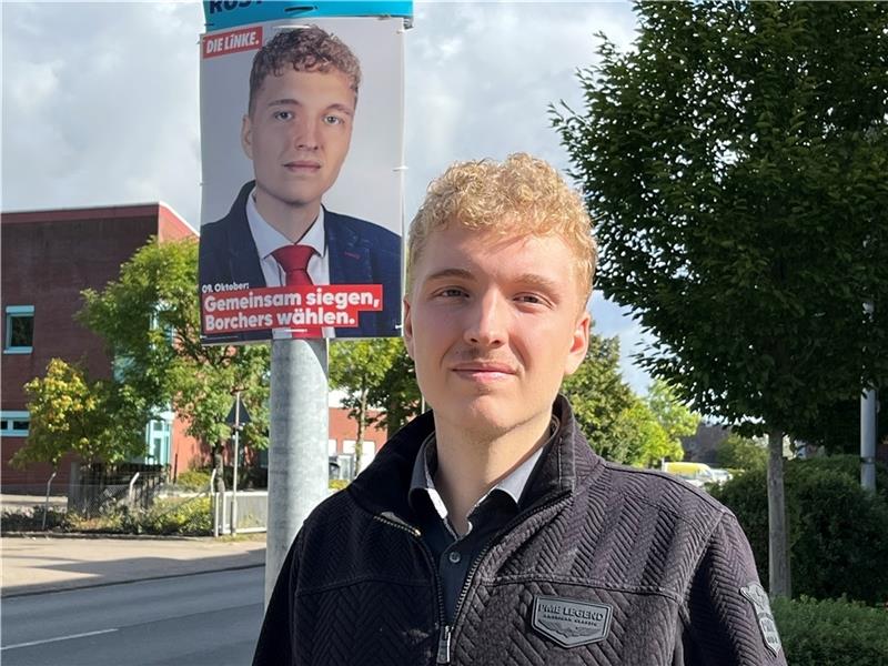 Marlon Borchers kandidiert bei der Landtagswahl am 9. Oktober für Die Linke. Foto: Helfferich
