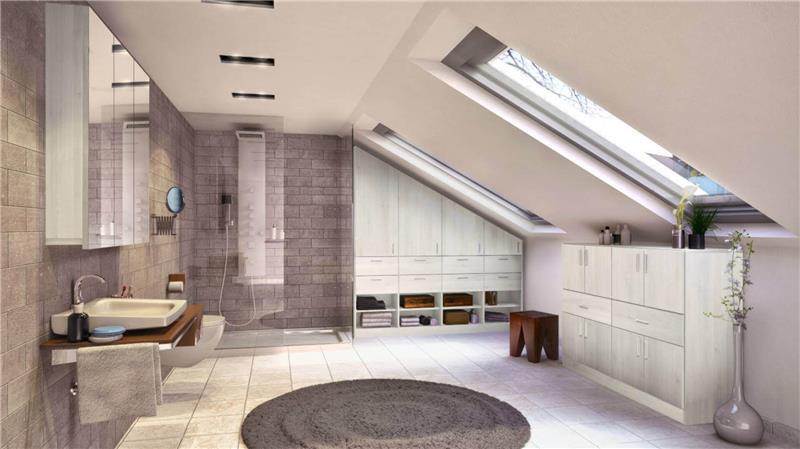 Maßgefertigt: Schrank mit Schräge rechts, Badezimmerschrank & Hängeschrank