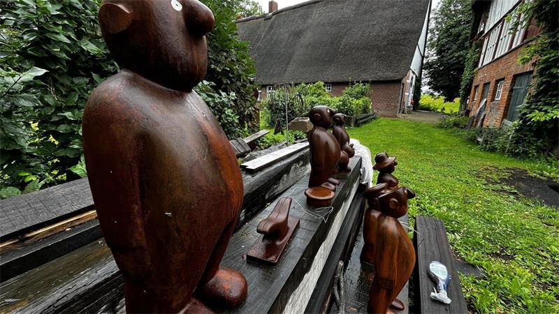 Strandlauf im Regen: Jonas Kötz und die Kunst des Lebens mit der Elbe Massives Eisen: Der Mann mit der dicken Nase vorn wiegt 60 Kilo, die kleine Katze immerhin auch schon 20.