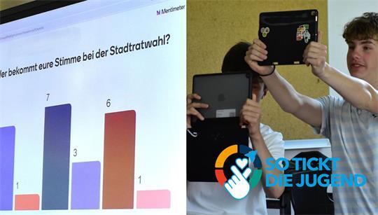 Mauro zückt sein Tablet, um abzustimmen: Welche Partei ist die beste für den Stader Stadtrat? Eine Partei gewinnt überraschend mit sieben Stimmen.