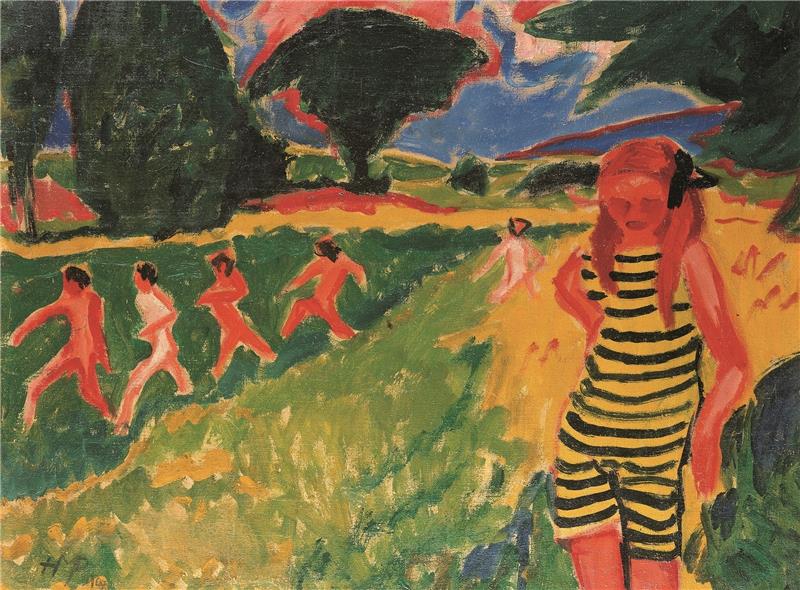 Max Pechstein: Das gelbschwarze Trikot , 1910, Brücke-Museum Berlin, Dauerleihgabe aus Privatbesitz, © 2017 Pechstein Hamburg / Tökendorf.