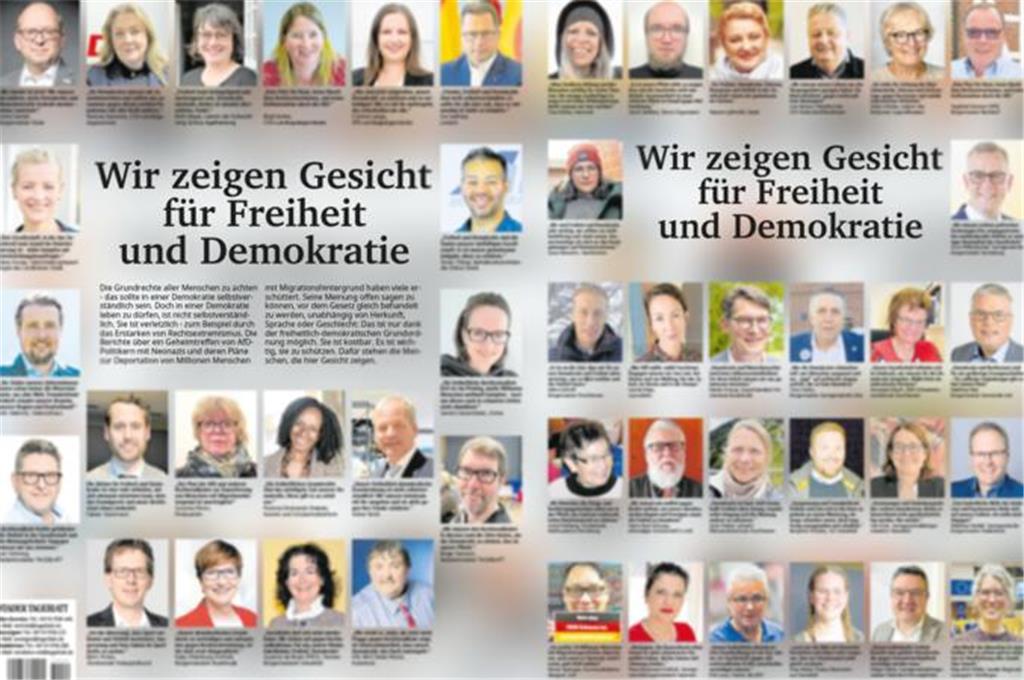 Menschen aus dem Landkreis zeigen Gesicht für Freiheit und Demokratie.