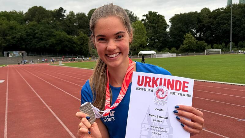 Merle Schmidt vom VfL Stade wurde Vizemeisterin über 400 Meter Hürden.