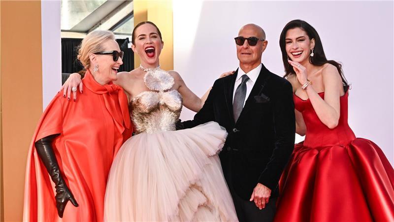 Meryl Streep (l-r), Emily Blunt, Stanley Tucci und Anne Hathaway besuchen die Weltpremiere von  „Der Teufel trägt Prada 2 in der David Geffen Hall.