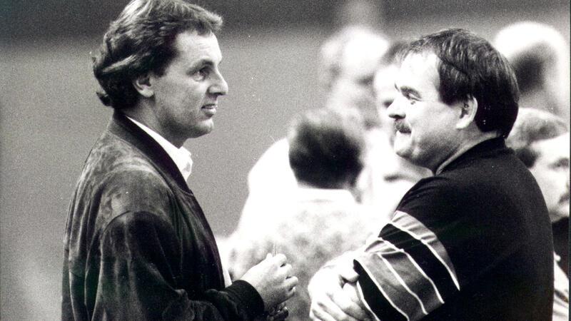 Michael Jungblut (rechts), hier mit dem Sportjournalisten Jörg Wontorra, war 35 Jahre Betreuer beim BSV.
