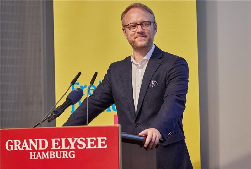 Michael Kruse , Landesvorsitzender der FDP Hamburg, spricht auf dem Landesparteitag der Hamburger FDP. Foto: Wendt/dpa