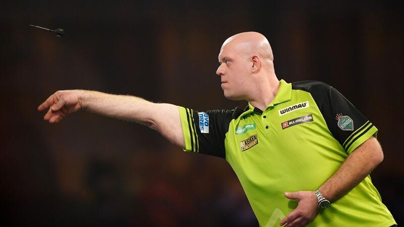 Michael van Gerwen gewann sein Achtelfinale gegen Stephen Bunting deutlich in vier Sätzen.