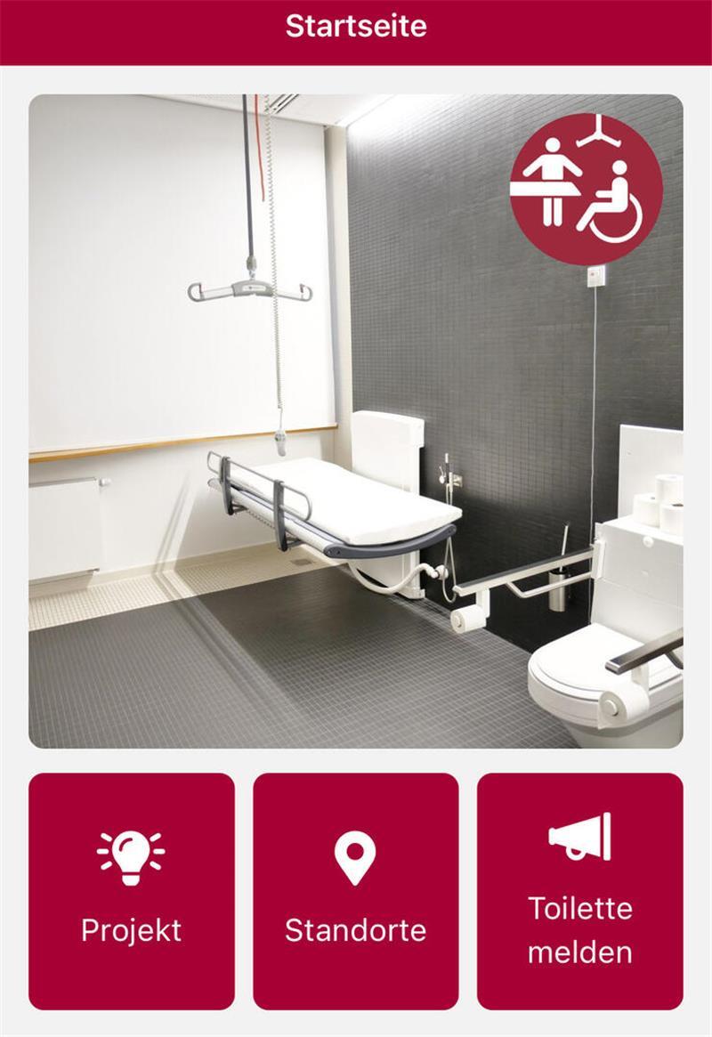 Mit Hilfe von Fotos können Suchende sofort erkennen, wie die barrierefreien Toiletten ausgestattet sind (Screenshot).