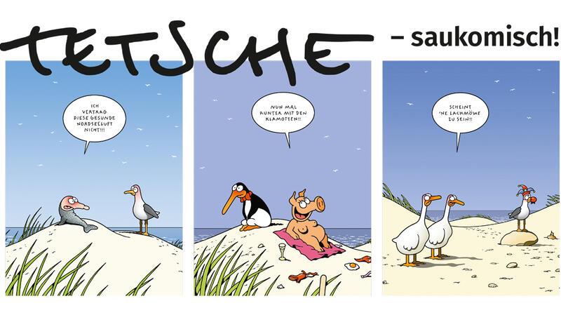 Cartoonist Tetsche aus Steinkirchen zeigt 100 Bilder in der Burg zu Hagen Mit Tetsche-Cartoons lädt die Burg zu Hagen zur Ausstellung „Tetsche - saukomisch!" ein.