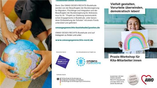 Mit dem Flyer werben Omas gegen Rechts Buxtehude und der Awo-Ortsverein Buxtehude für den Praxis-Workshop.