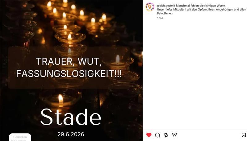 Blutbad in Stade: Corinna Lange „schockiert über den Hass im Netz“ Mit diesem Beitrag drücken die Gleichstellungsbeauftragten im Landkreis auch ihr Mitgefühl mit Opfern, Angehörigen und Betroffenen aus.