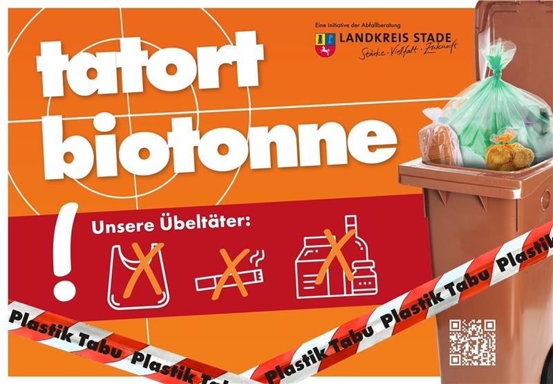 Mit diesen Plakaten versucht der Landkreis Stade, die Qualität des Biomülls zu verbessern. Foto: Landkreis