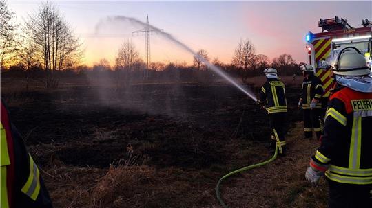 Mit einem Großaufgebot war die Feuerwehr zu dem Flächenbrand in Hellwege-Postmoor ausgerückt.