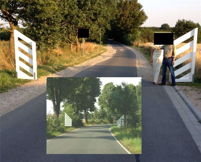 Mit einer optischen Verengung durch „Seitentore“ wie auf dem Foto wollte die Gemeinde Bliedersdorf den Verkehr an den Ortseingängen beruhigen.