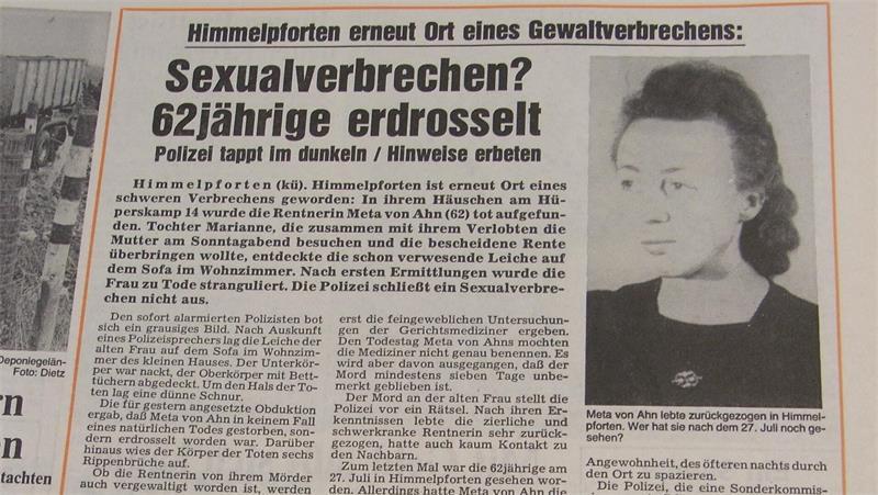 Phantom von Himmelpforten: Timm Lamba auf den Spuren von Serienmörder Wichmann Mord an Meta von Ahn: Die Berichterstattung 1984 im TAGEBLATT.