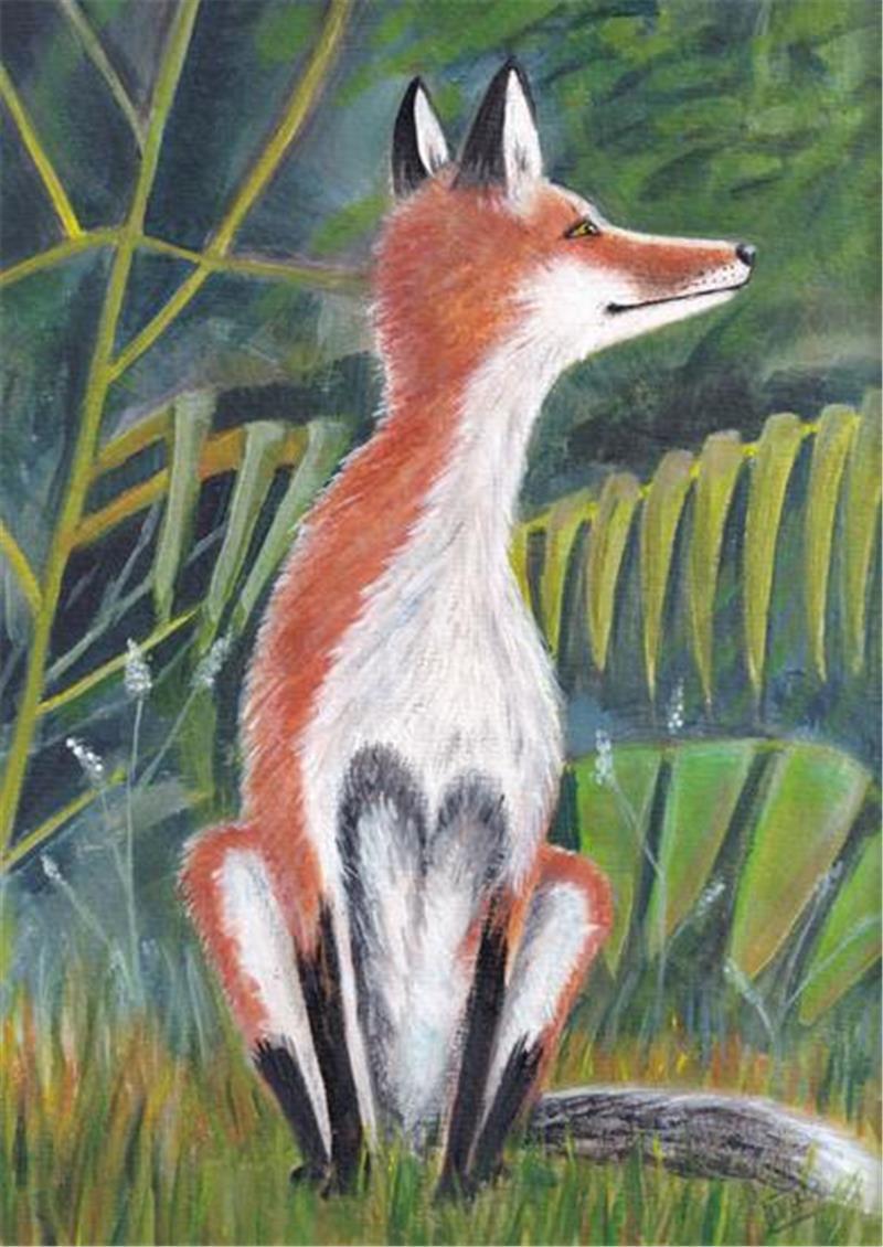 Fünf Künstlerinnen stellen beim 3. Kunstmarkt in Jork aus Mr Fox von Lucy Vollmer-Hartas.