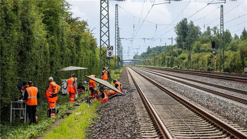 Verfassungsschutz: Bahn im Fokus von Linksextremisten Nach einem Anschlag werden Kabel repariert. (Archivbild)