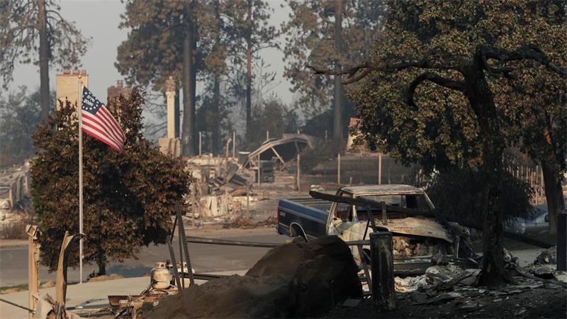 Nach einem Waldbrand in Spokane, USA.