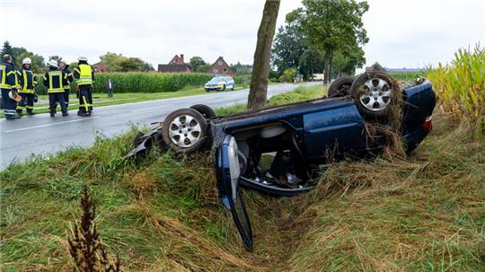 Nachdem der Fahrer die Kontrolle über sein Fahrzeug verloren hatte, prallte es gegen einen Baum.