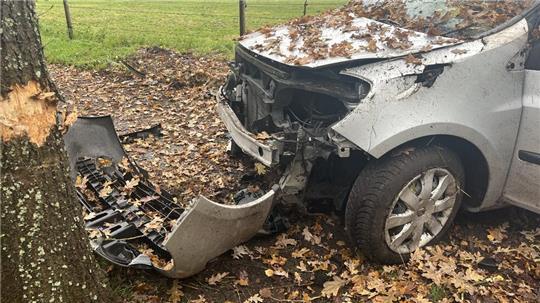 Nachdem die Seniorin nach rechts von der Straße abkam, überschlug sich ihr Wagen und prallte gegen einen Baum.