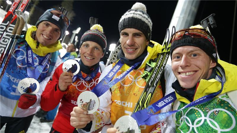 Offiziell: Biathlon-Staffel erhält Olympia-Gold von Sotschi Nachträglich Olympiasieger: Die deutsche Biathlon-Staffel von 2014.