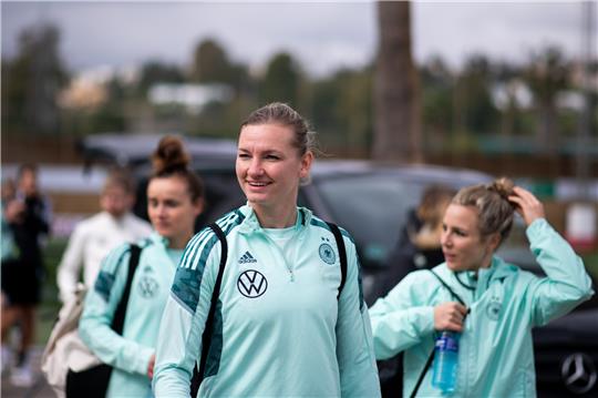 Nationalspielerin Alexandra Popp im Trainingslager. Foto: Michael Memmler/Eibner Pressefoto/dpa