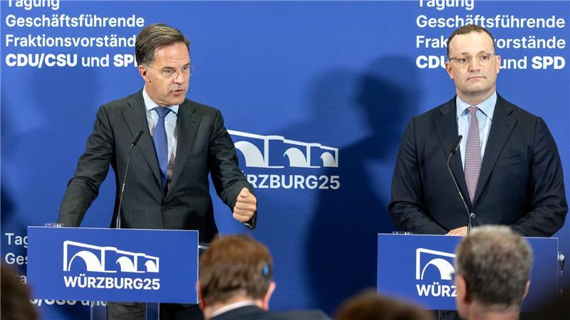 Schwarz-Rot sucht den „Geist von Würzburg“ Nato-Generalsekretär Mark Rutte kam als Gast zur Klausur.
