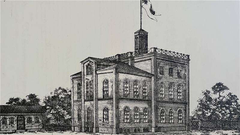 Archäologe löst das große Rätsel der Seefahrtschule in Grünendeich Navigationsschule: Blick auf eine alte Darstellung der Seefahrtschule in Grünendeich.