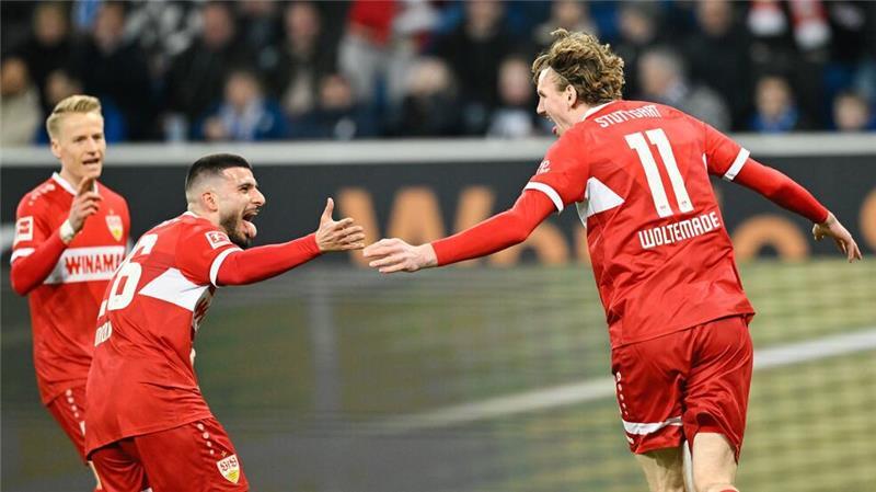Schlampiger VfB verschenkt Sieg in Hoffenheim Nick Woltemade jubelt nach der frühen Führung des VfB