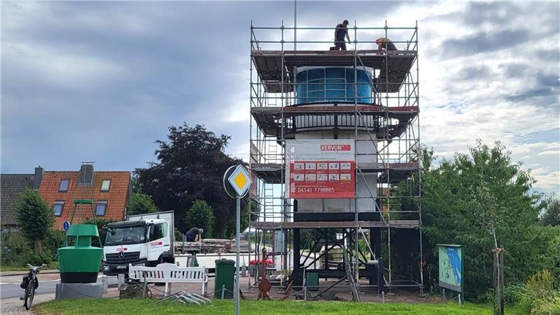 Noch bis Anfang Oktober muss der Leuchtturm eingerüstet bleiben.