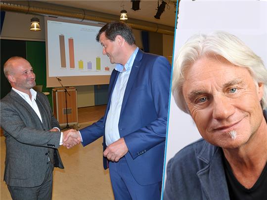 Oliver Grundmann (CDU, links) und SPD-Herausforderer Kai Koeser beim fairen Shakehands.