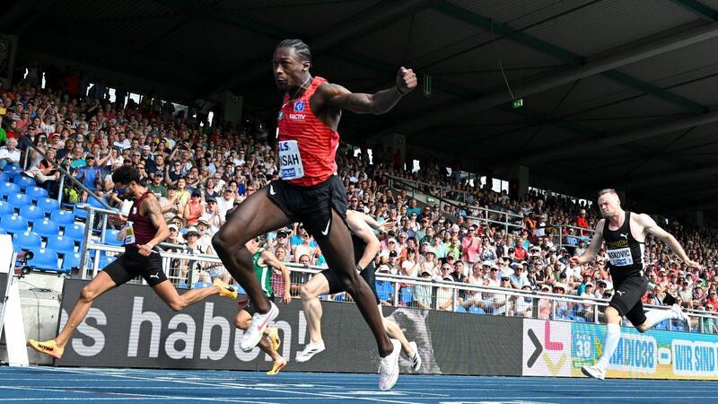 9,99 Sekunden: „Noch nicht das Ende“ für den Carl-Lewis-Typ Owen Ansah läuft ins Ziel.