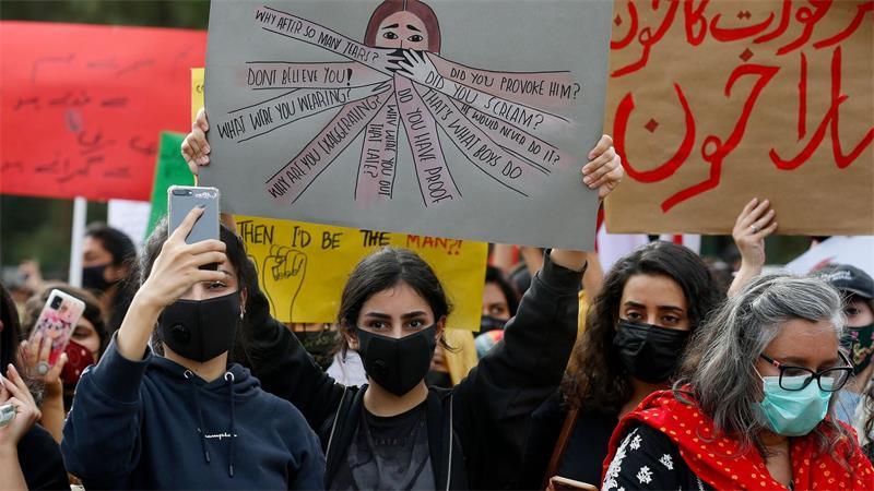 Pakistanische Aktivistinnen demonstrieren im Rahmen des Internationalen Frauentags. (Archivbild)