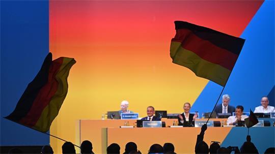 Parteichefin Weidel rief ihre Partei unter großem Jubel dazu auf, „das gesamte Land“ in Schwarz-Rot-Gold zu tauchen.